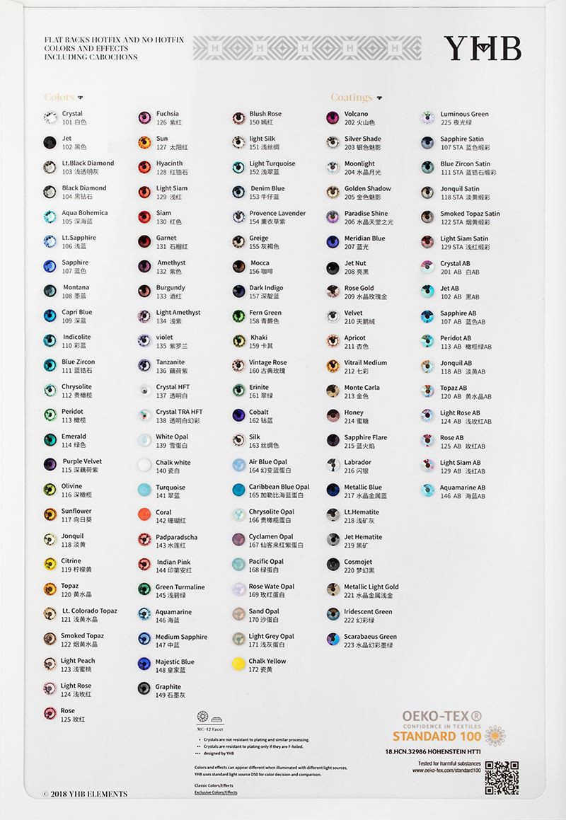 crystal colour card